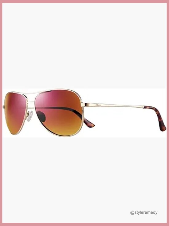Polarized Metal Aviator Sunglasses with Adjustable Nose Pads